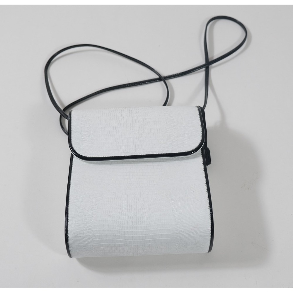 Anne Klein Crossbody Bag Womens Small White Lizard Embossed Vintage Shoulder Bag
